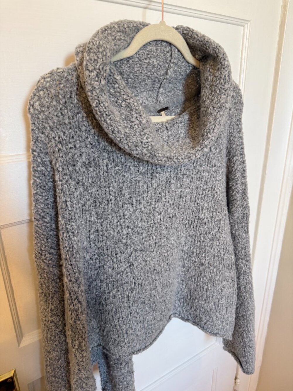 Free People BFF Gray Cowlneck Boxy Sweater - Picture 2 of 4